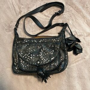 Patricia Nash Black and Silver Crossbody Handbag